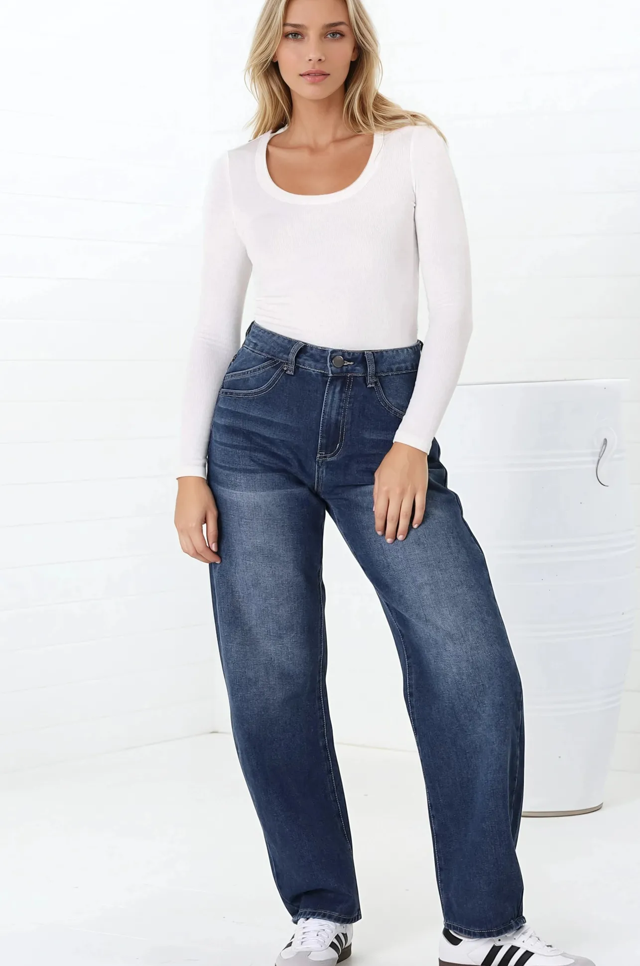 Luca Jeans - Whiskers Relaxed Barrel Jean in Dark Denim>Salty Crush Sale