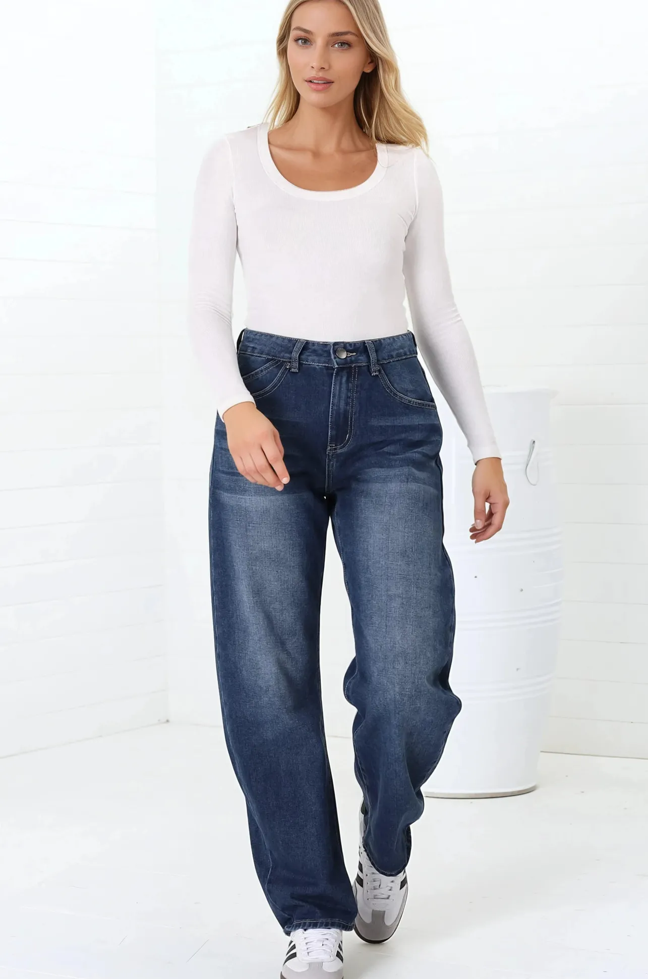 Luca Jeans - Whiskers Relaxed Barrel Jean in Dark Denim>Salty Crush Sale