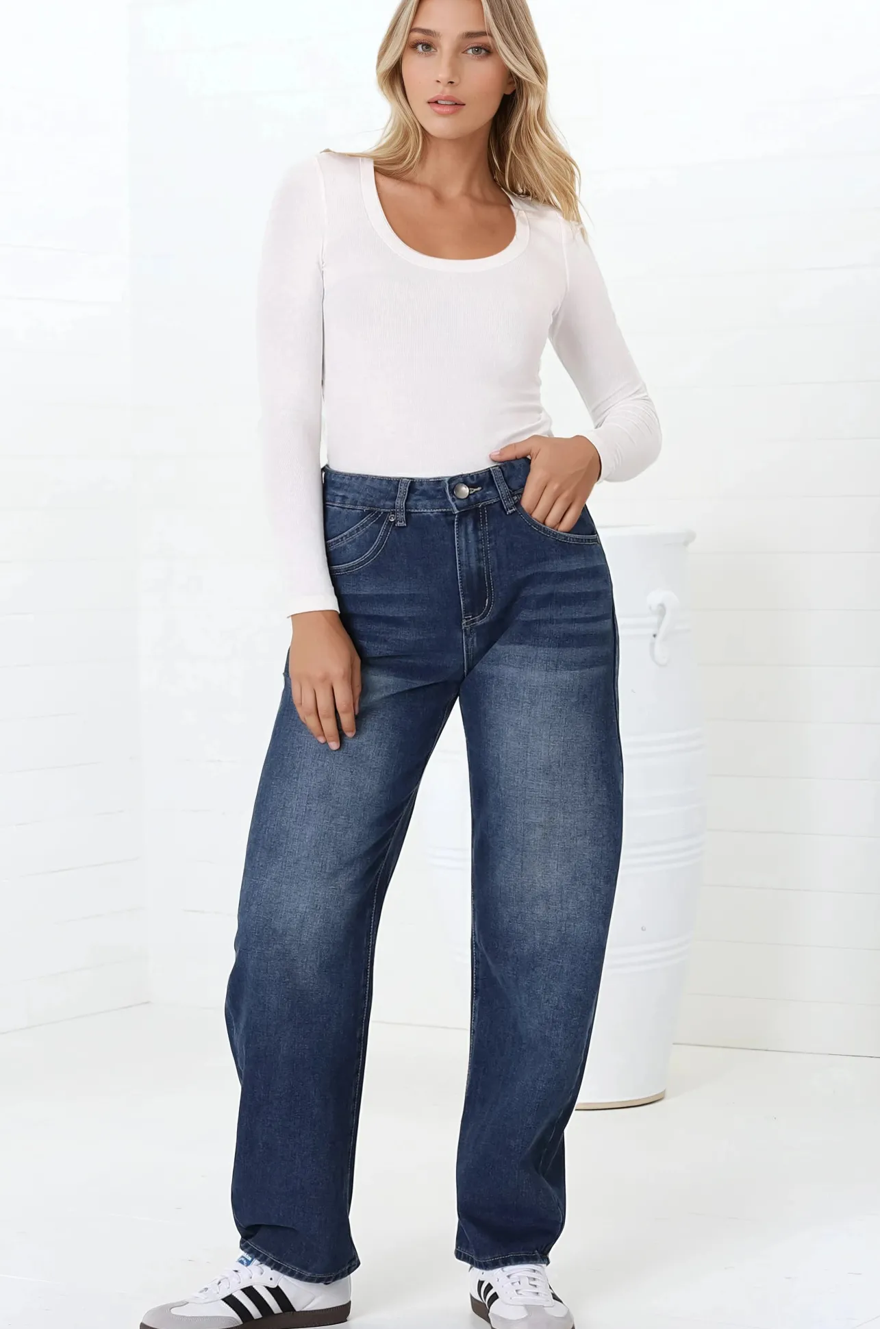 Luca Jeans - Whiskers Relaxed Barrel Jean in Dark Denim>Salty Crush Sale