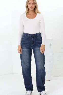 Luca Jeans - Whiskers Relaxed Barrel Jean in Dark Denim><noscript><img width=