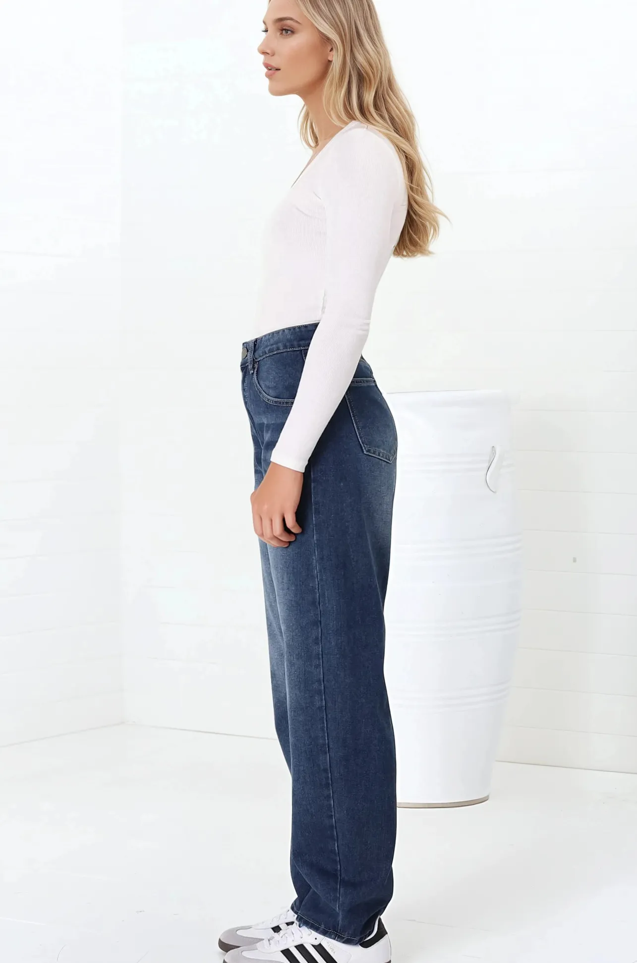 Luca Jeans - Whiskers Relaxed Barrel Jean in Dark Denim>Salty Crush Sale