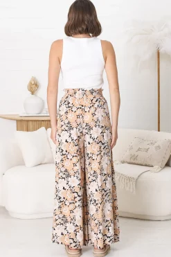 Lyanna Pants Paper Bag High Waisted Wide Leg Pants with Floral Print><noscript><img width=