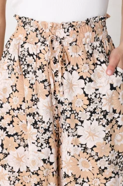 Lyanna Pants Paper Bag High Waisted Wide Leg Pants with Floral Print><noscript><img width=
