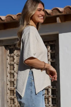 Lysandra Knit Top - Slouchy Asymmetrical Neckline Top in Oat><noscript><img width=