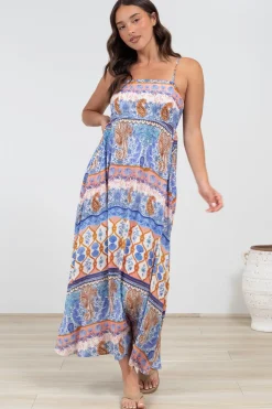 Mattina Maxi Dress: Spaghetti Strap Sun Dress in Belly Print><noscript><img width=