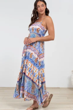 Mattina Maxi Dress: Spaghetti Strap Sun Dress in Belly Print><noscript><img width=