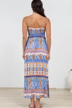 Mattina Maxi Dress: Spaghetti Strap Sun Dress in Belly Print><noscript><img width=