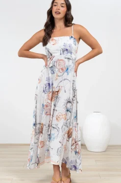 Mattina Maxi Dress: Spaghetti Strap Sun Dress in Zodiac Print><noscript><img width=
