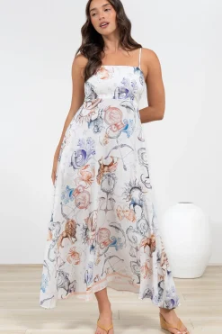 Mattina Maxi Dress: Spaghetti Strap Sun Dress in Zodiac Print><noscript><img width=