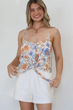 Mela Top - Adjustable Strap Cami with Tie Front in Nina Print><noscript><img width=