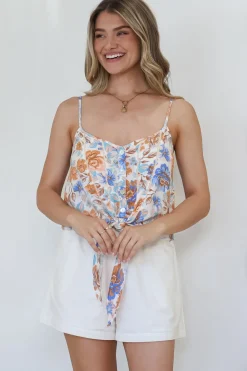 Mela Top - Adjustable Strap Cami with Tie Front in Nina Print><noscript><img width=