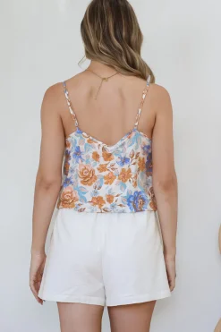 Mela Top - Adjustable Strap Cami with Tie Front in Nina Print><noscript><img width=