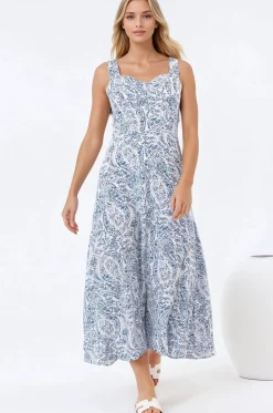 Meryn Midi Dress - Tie Sleeve A-Line Sun Dress in Talitha Print><noscript><img width=