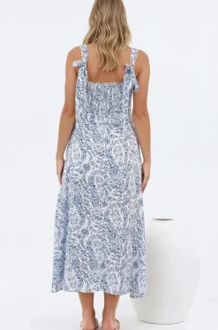 Meryn Midi Dress - Tie Sleeve A-Line Sun Dress in Talitha Print><noscript><img width=