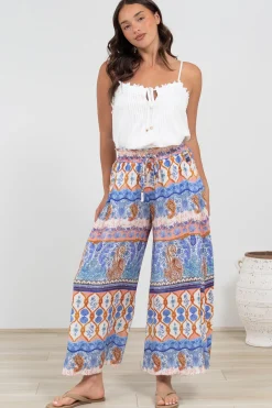 Mezza Pants - Paper Bag High Waisted Wide Leg Pants in Belly Print><noscript><img width=