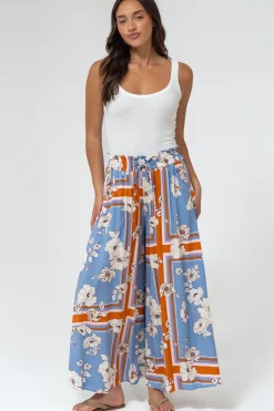 Mezza Pants - Paper Bag High Waisted Wide Leg Pants in Trinity Print><noscript><img width=