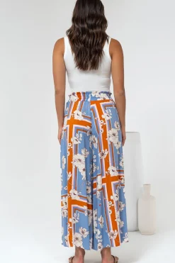 Mezza Pants - Paper Bag High Waisted Wide Leg Pants in Trinity Print><noscript><img width=