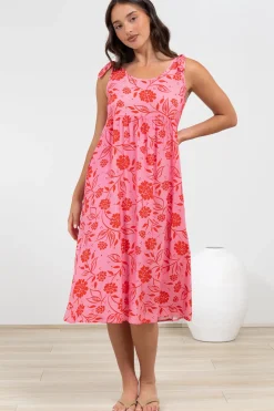 Misha Midi Dress - Tie Up Strap Scoop Neckline Dress in Friday Print><noscript><img width=