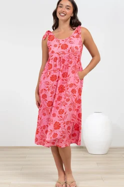 Misha Midi Dress - Tie Up Strap Scoop Neckline Dress in Friday Print><noscript><img width=