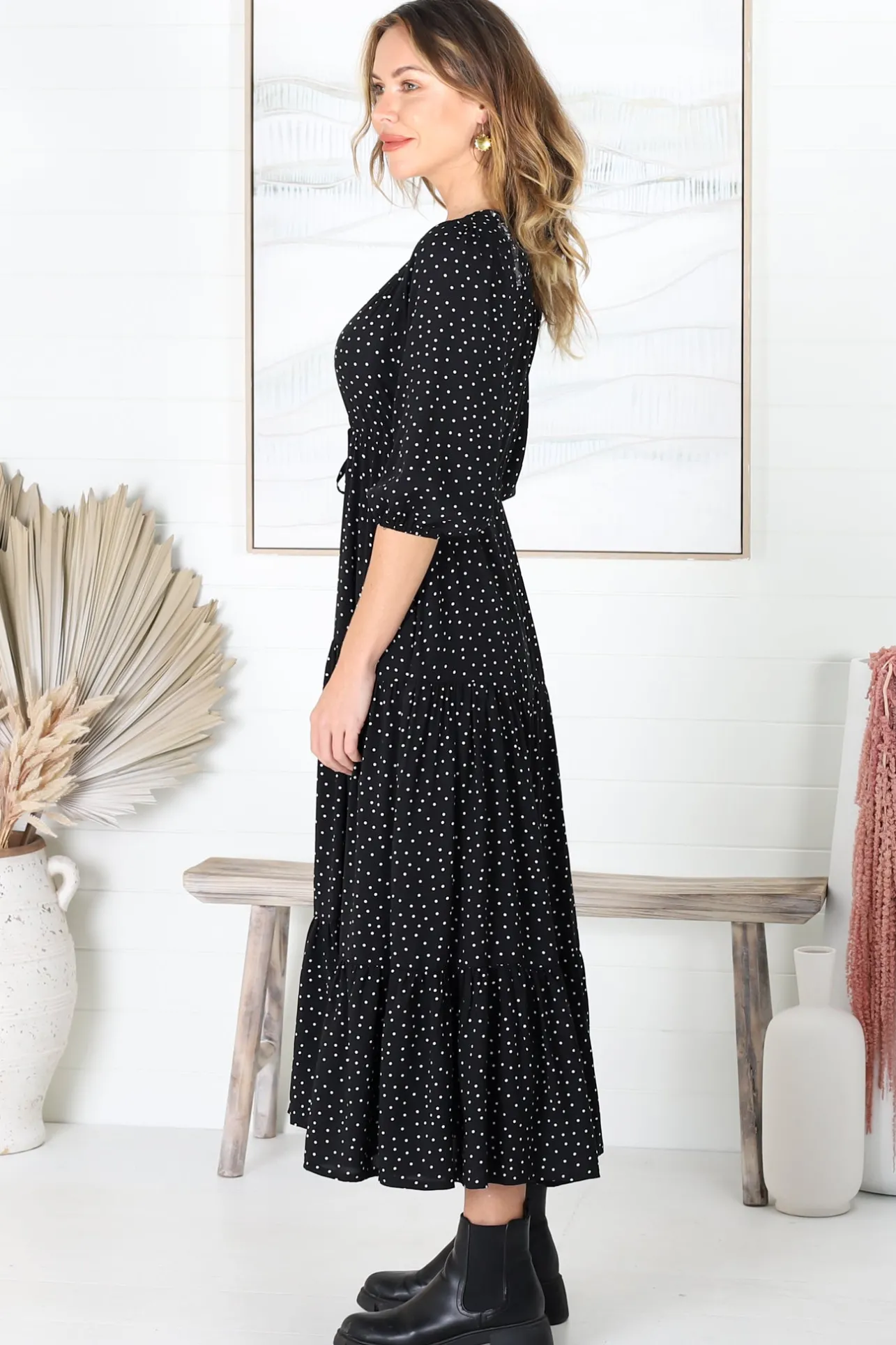 Montania Maxi Dress - Buttoned Bodice Pull in Waist Dress>Salty Crush Clearance