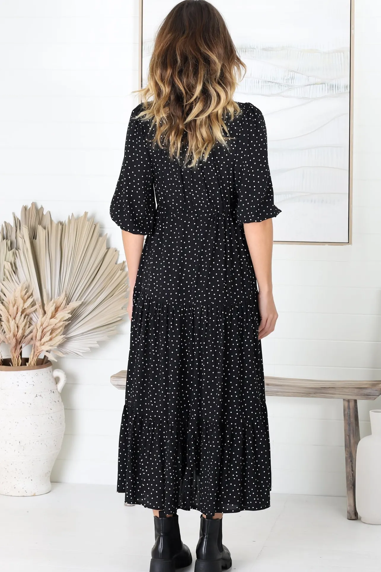 Montania Maxi Dress - Buttoned Bodice Pull in Waist Dress>Salty Crush Clearance