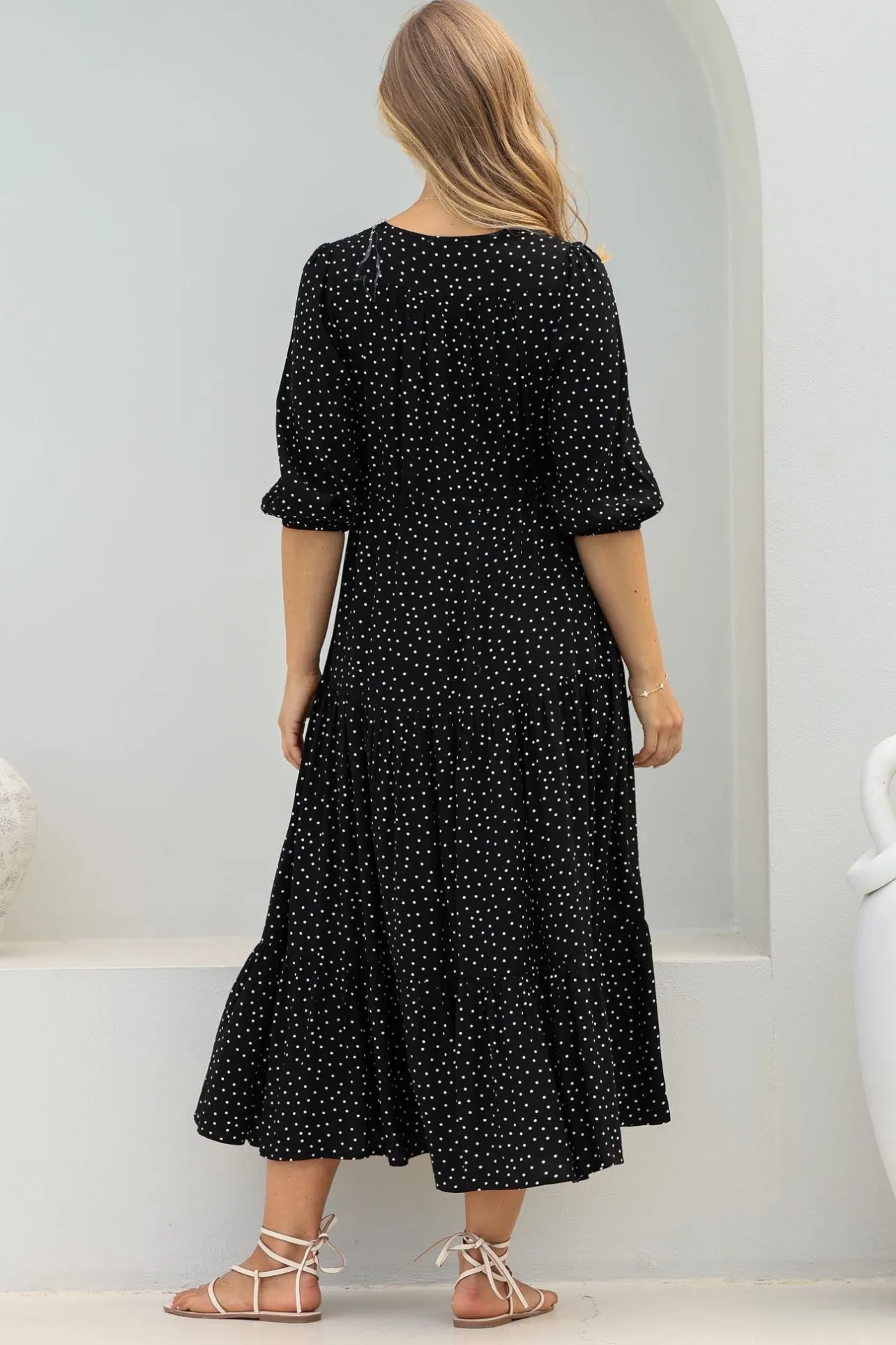 Montania Maxi Dress - Buttoned Bodice Pull in Waist Dress>Salty Crush Clearance