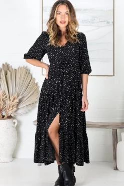 Montania Maxi Dress - Buttoned Bodice Pull in Waist Dress><noscript><img width=
