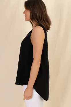 Neide Top - High Low Scoop Hem Sleeveless Top in Black><noscript><img width=