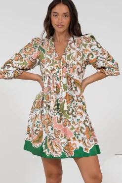 Nora Mini Dress - Long Sleeve Baby Doll Dress in Marcia Print>Salty Crush Online