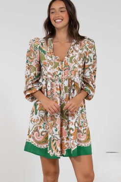 Nora Mini Dress - Long Sleeve Baby Doll Dress in Marcia Print><noscript><img width=