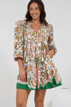 Nora Mini Dress - Long Sleeve Baby Doll Dress in Marcia Print><noscript><img width=