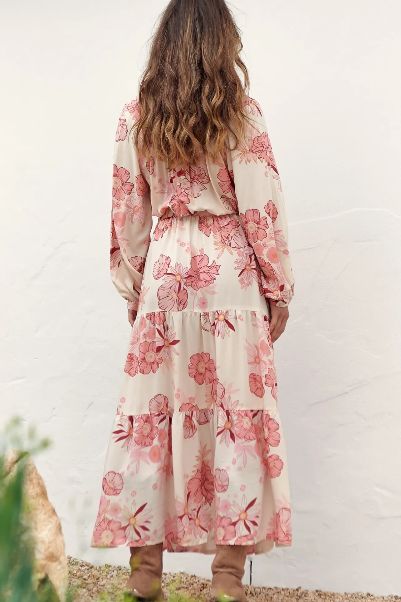 Otto Maxi Dress - Deep V Neck Long Sleeve Dress with Pockets in Lucie Print>Jaase Discount