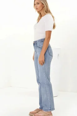 Pacey Jeans - High Waisted Straight Leg Jeans in Light Denim><noscript><img width=