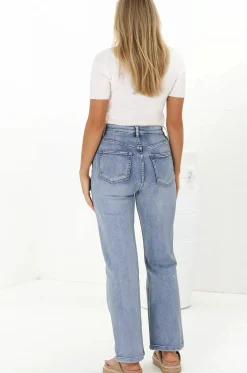 Pacey Jeans - High Waisted Straight Leg Jeans in Light Denim><noscript><img width=