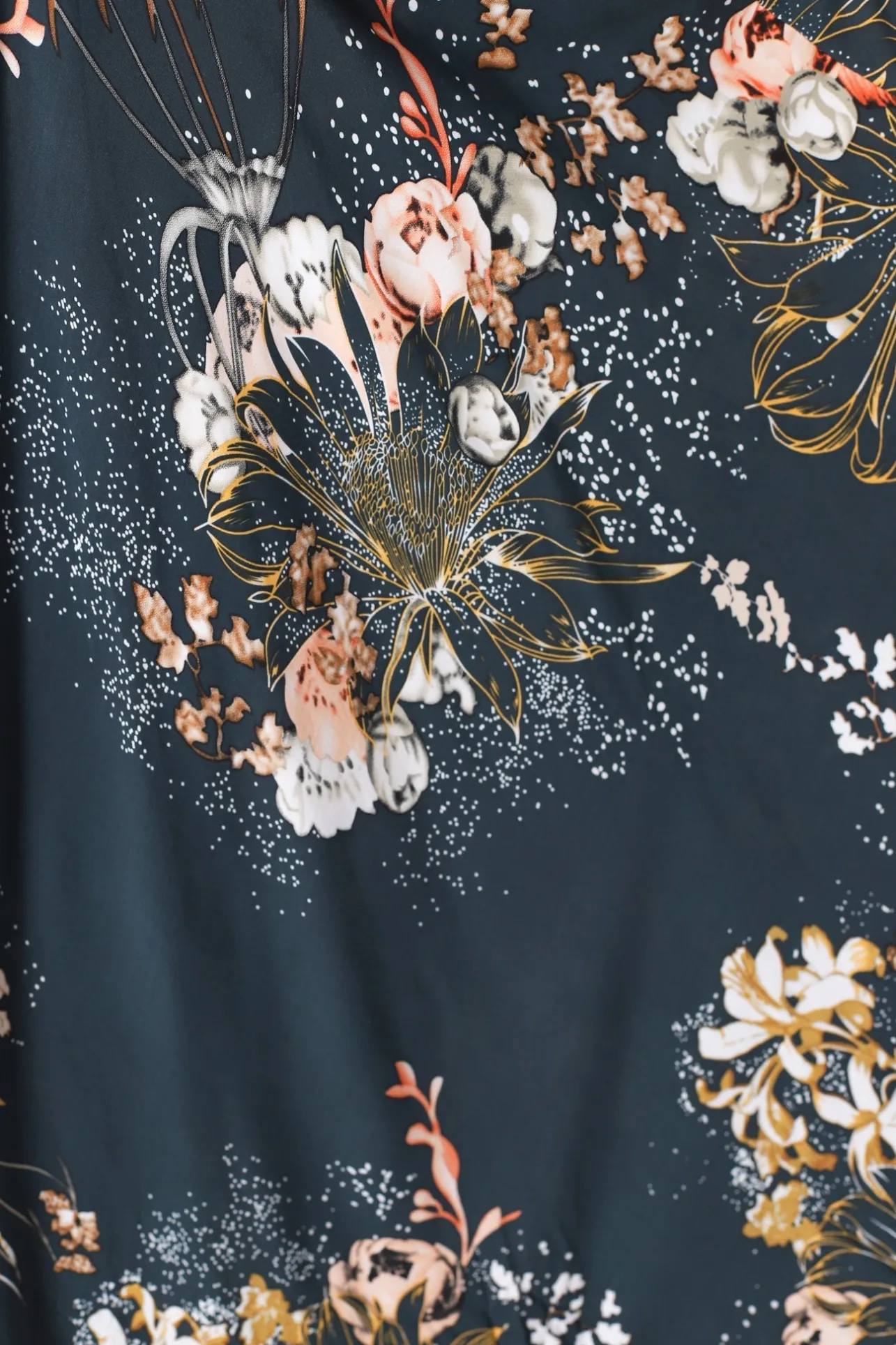 Palace Midi Dress - Pom Pom Spliced Batwing Sleeve Dress with Neck Tie in Indigo Print>Jaase Best