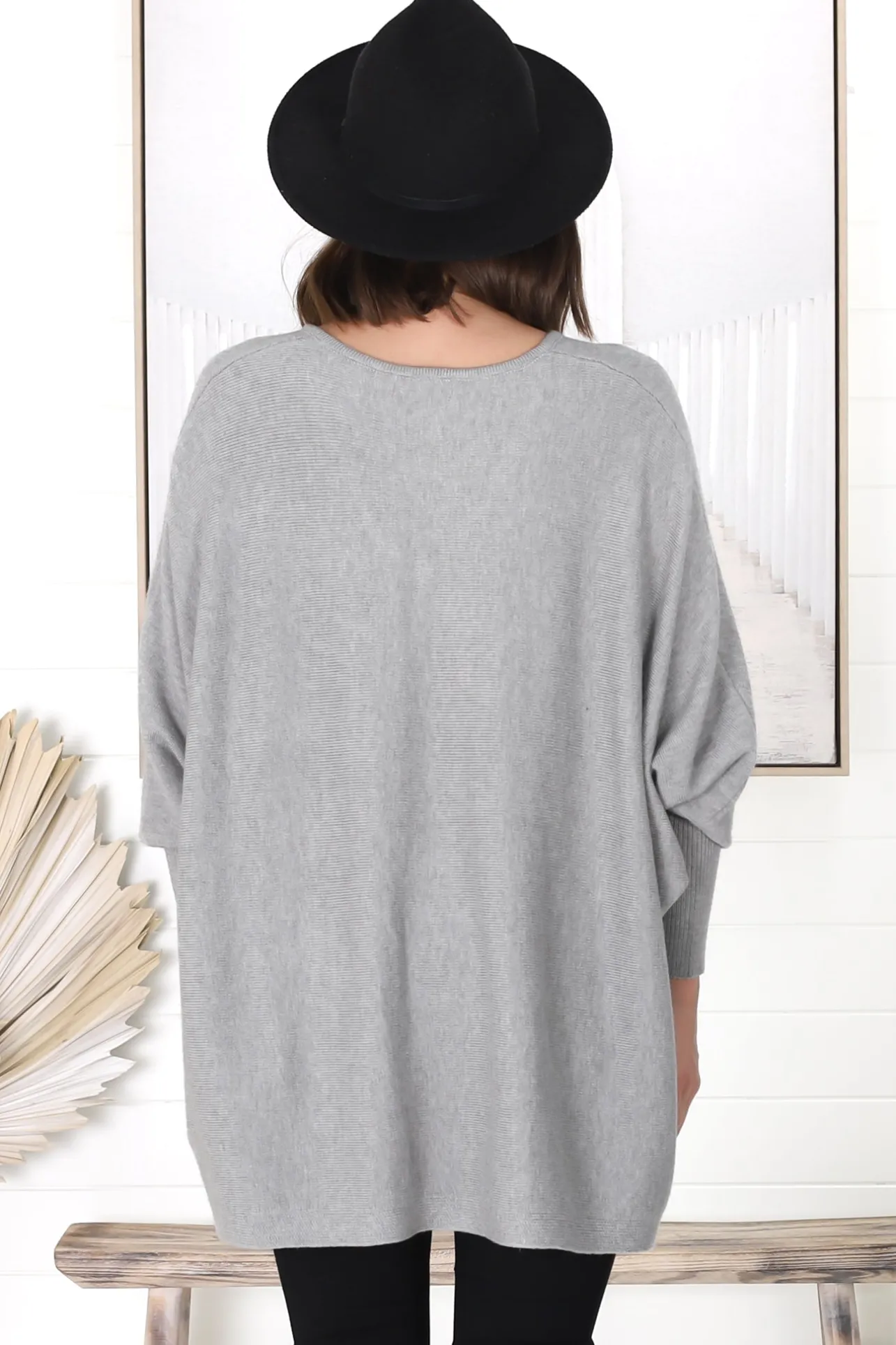 Pier Jumper - Oversized Batwing Knit Jumper in Grey>Salty Crush Outlet