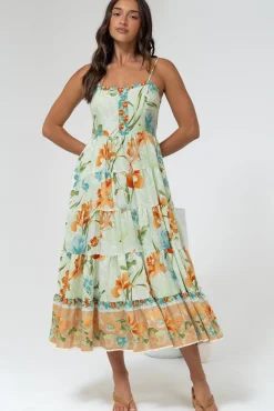 Raya Midi Dress - Adjustable Strap Tiered Sun Dress in Noriko Print><noscript><img width=