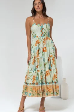 Raya Midi Dress - Adjustable Strap Tiered Sun Dress in Noriko Print><noscript><img width=