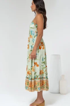 Raya Midi Dress - Adjustable Strap Tiered Sun Dress in Noriko Print><noscript><img width=