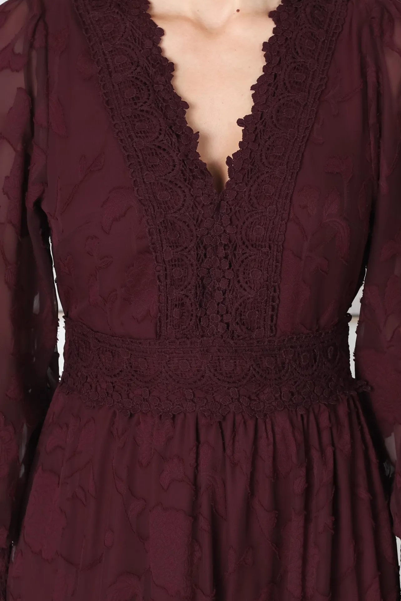 Rouge Maxi Dress - Lace Overlay Tiered Dress in Wine>Salty Crush Online