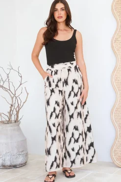 Rueben Pants - High Waisted Lined Wide Leg Pants with Pockets in Whisper Print><noscript><img width=