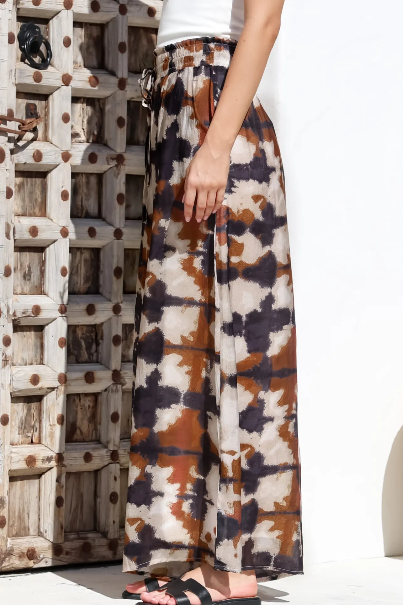 Rueben Pants - High Waisted Lined Wide Leg Pants with Pockets in Otis Print>Salty Crush Online