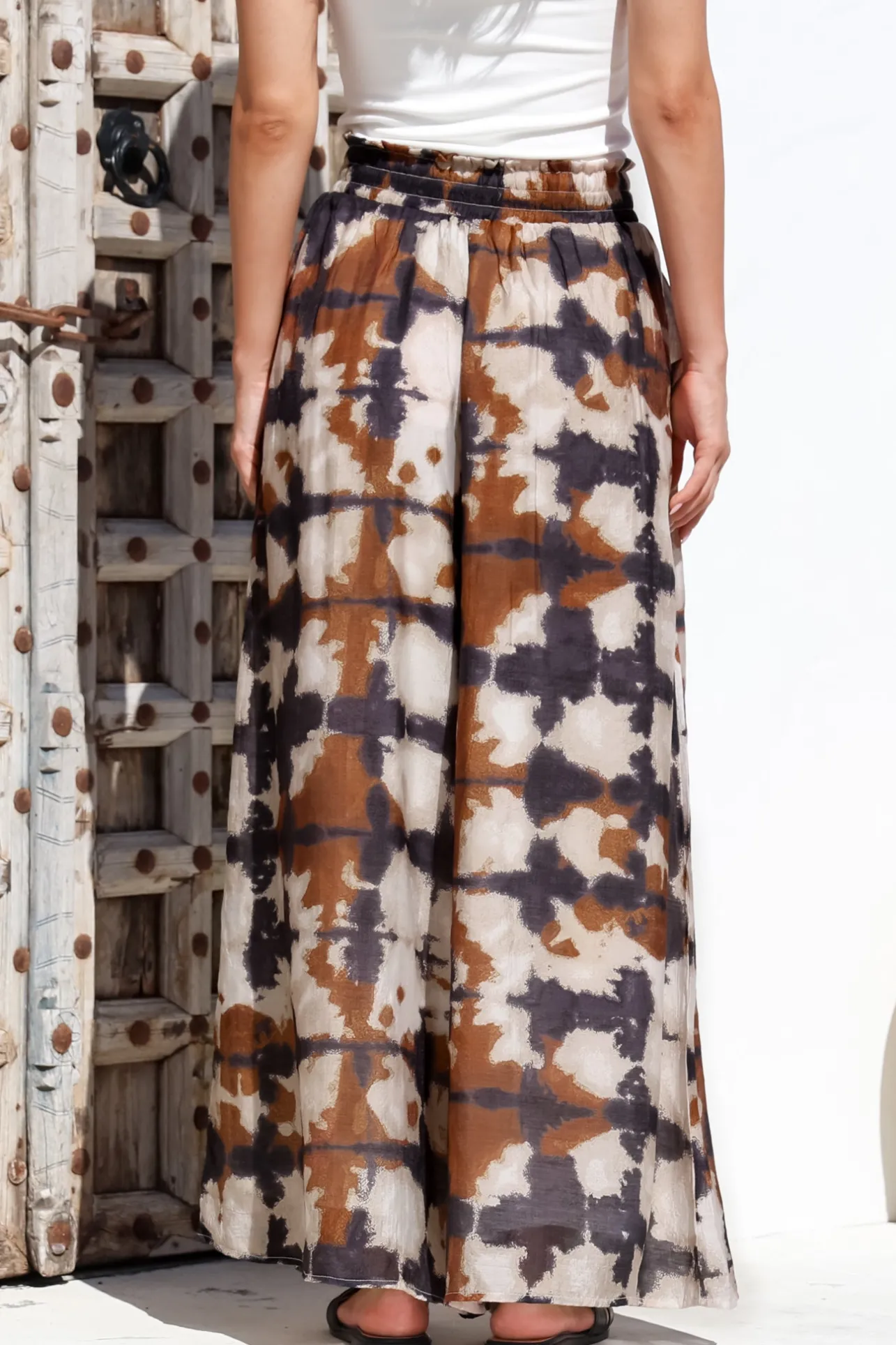 Rueben Pants - High Waisted Lined Wide Leg Pants with Pockets in Otis Print>Salty Crush Online