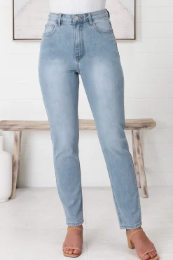 Rynn Jeans - High Waisted Mom Jean in Light Wash Denim><noscript><img width=