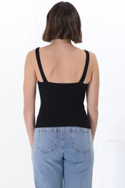 Santie Singlet - V Neckline Double Layered Singlet in Black><noscript><img width=