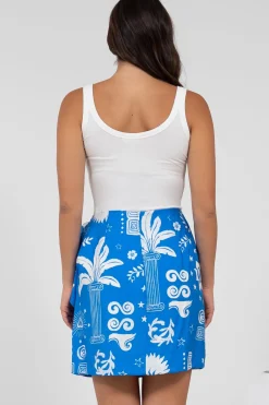 Sassi Mini Skirt - High Waisted Skirt with Wrap Belt in Aurie Print><noscript><img width=