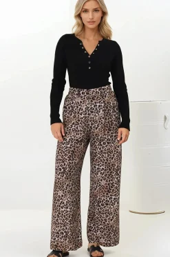 Sebastian Pants - High Waisted Straight Leg Pants in Leopard Print><noscript><img width=