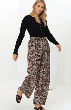 Sebastian Pants - High Waisted Straight Leg Pants in Leopard Print><noscript><img width=
