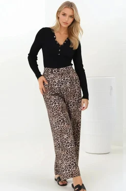 Sebastian Pants - High Waisted Straight Leg Pants in Leopard Print><noscript><img width=