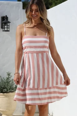 Sennia Mini Dress - Adjustable Spaghetti Strap Sun Dress in Gaubi Print Pink><noscript><img width=